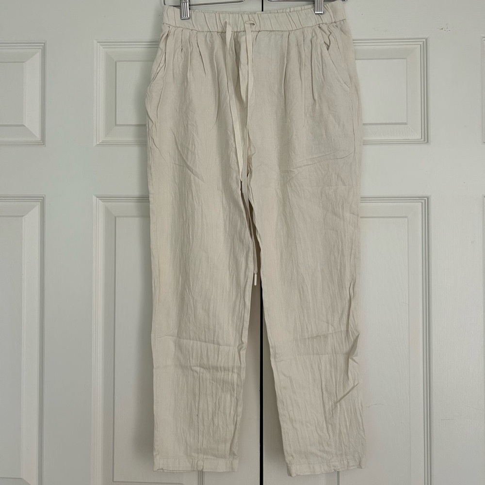 Zara pull on linen pants, ivory - very comfty